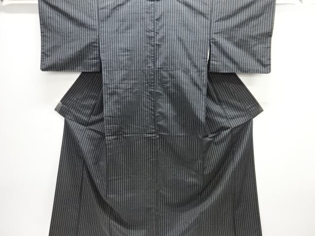 JAPANESE KIMONO / ANTIQUE KIMONO / TAISHO ROMAN STYLE / SILK / TSUMUGI / WOVEN STRIPE